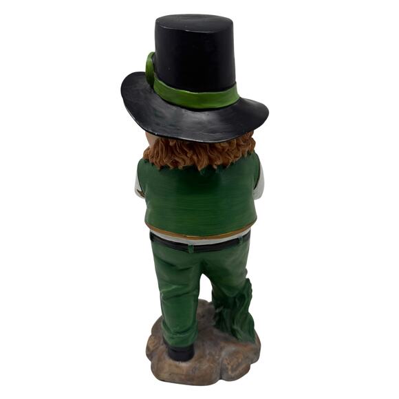 St. Patrick’s Day Leprechaun Statue w/ Shamrocks Garden Lawn Decor 12” - Picture 8 of 8